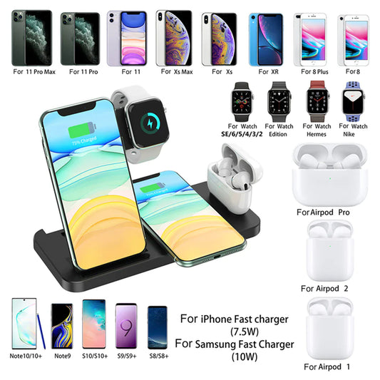 15W Fast Qi Wireless Charger Stand For iPhone 12 11 XS XR X 8 3 in 1 Charging Dock Station for Apple Watch 6 5 4 3 2 Airpods Pro
