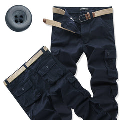 Men's Loose Cotton Multi Pocket Overalls Trousers