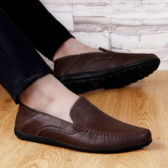 Mens Loafers Leather Driving Shoes-Breathable Flat Casual Business Shoes