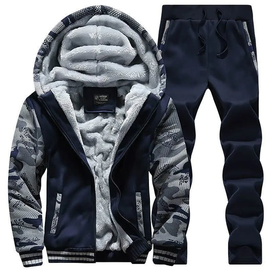Autumn Winter Men's Casual With Fleece Thick Hooded Fashion Warm Hoodies Coat