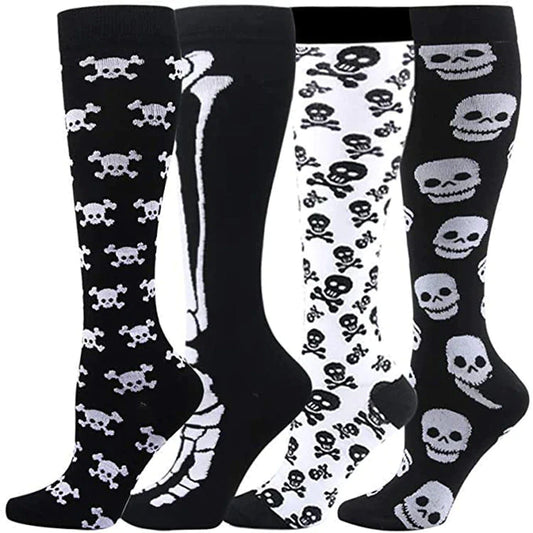 Sport Socks Halloween Skull Horror Compression Sock Sport Knee High Men Women Chaussette De Compression Medias De Compresion