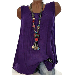 Loose-fit solid color leisure time vest with round neck