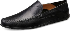 Mens Loafers Leather Driving Shoes-Breathable Flat Casual Business Shoes