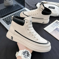 2024 High-top White Sneakers for Men, Fashionable and Versatile Casual Sports Shoes with Height Increase
