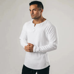 Men's Vintage Long Sleeve V-neck Base Shirt