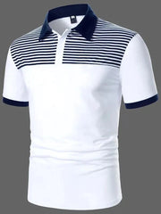 Men's 3D Printed Striped Polo Shirt