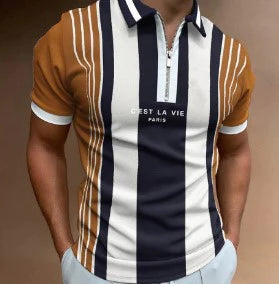 Men's Polyester Fiber Short Sleeve Polo Shirt