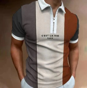 Men's Polyester Fiber Short Sleeve Polo Shirt
