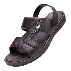 A pair of Vietnamese rubber men's sandals and slippers, dual-use for summer, with thick anti-slip soles for driving and beach wear.