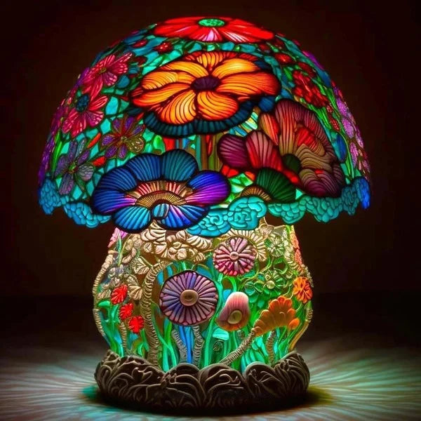 Vintage Stained Glass Plant Series Table Lamp