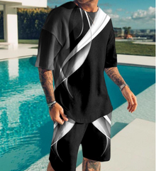 Completo casual da uomo T-shirt a maniche corte con stampa 3D Pantaloncini taglia estesa Set pantaloncini da spiaggia Set da due pezzi 
