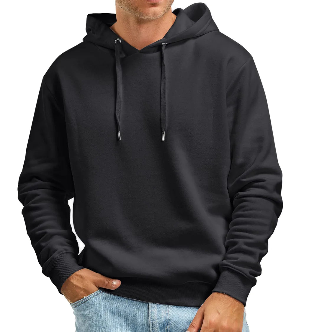 Men's Solid Color Hooded Sports Casual Pullover Sweatshirt