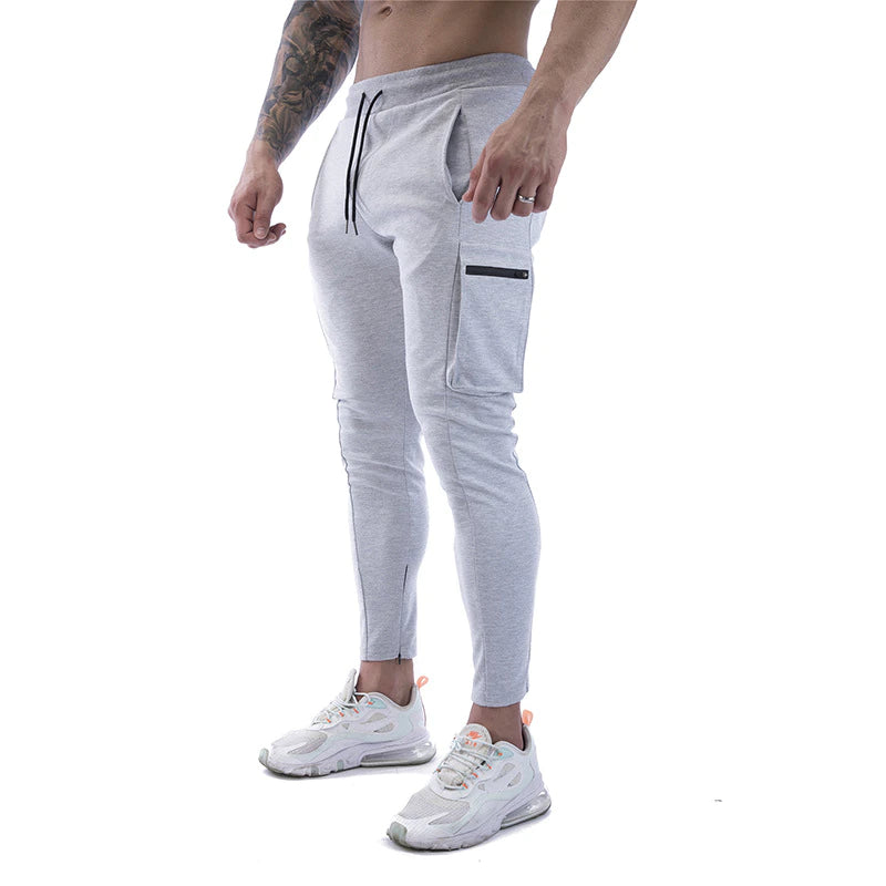 Men's Sports Trousers Stretch Cotton Casual Small Feet Large Size Zipper Pocket Pants