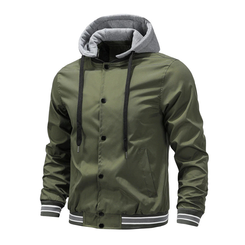 Men's Hooded Removable Single-layer Breathable Fabric Baseball Uniform Jacket