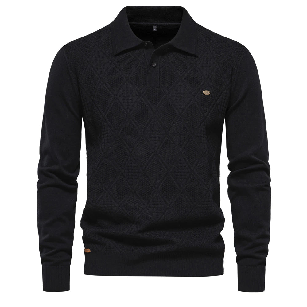 Top Long-Sleeved Men's Sweater with Lapel - Superior Quality Men's Knitted Sweater