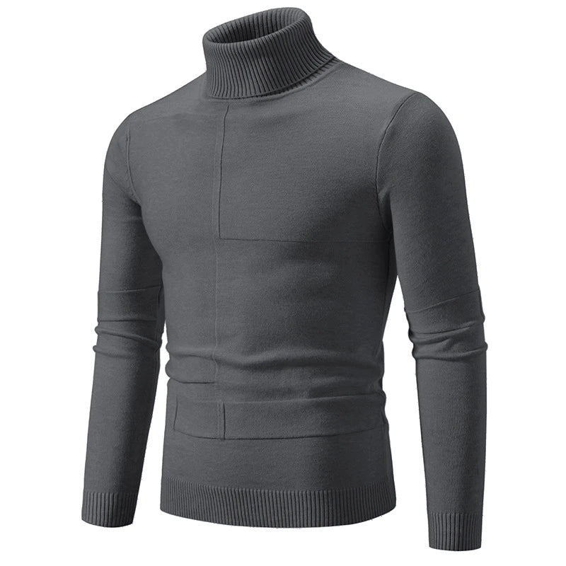 Men's Slim Fit Solid Color Spandex Knitted Sweater