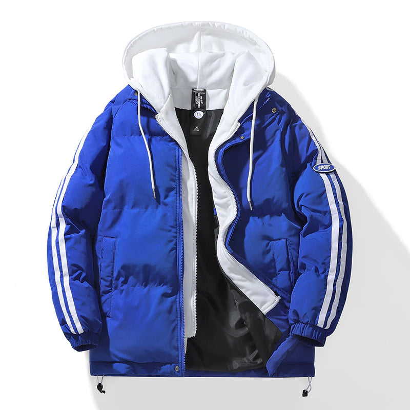 Thickened Plus Size Hooded Two-Piece Set with Removable Hat Men's Casual Fashion Cotton Jacket