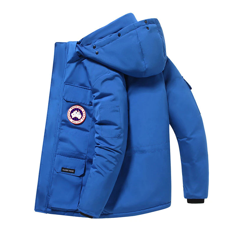 Down Jacket with  Collar for Men and Women, Couple's Fashion, Plus Size Workwear, Thickened Parka, Windproof Outerwear