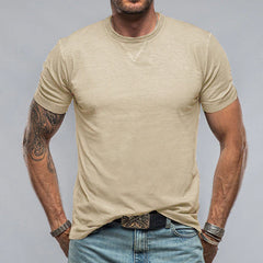 Men's Solid Color Round Neck Short Sleeve T-shirt Summer Cotton Men's T-shirt Top