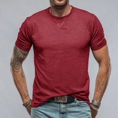 Men's Solid Color Round Neck Short Sleeve T-shirt Summer Cotton Men's T-shirt Top