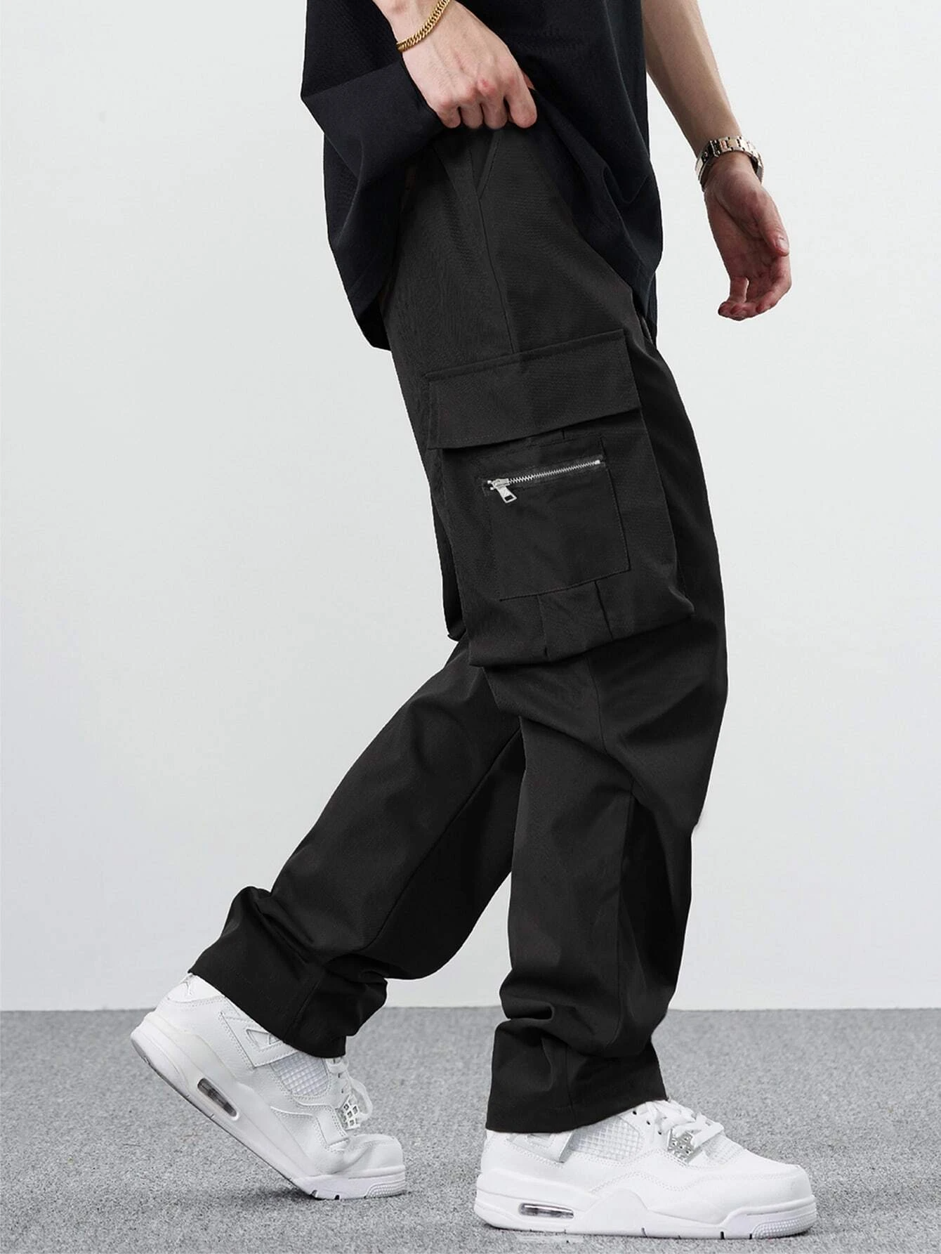 Pantaloni da lavoro dritti casual stile giapponese multitasche larghi da uomo 