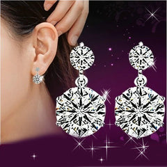 Squisiti orecchini personalizzati con zirconi in cristallo argento da donna 