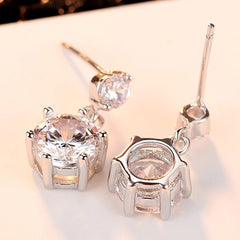 Women's Exquisite Personalized Silver Crystal Zircon Earrings