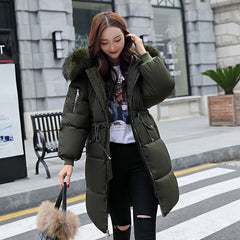 Women's Down Cotton Hooded Jacket with Collar