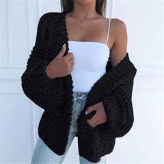 Korean Style Knitted Black Cardigan Sweater for Women