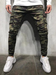 Men Jeans Camouflage Army Denim Trousers Slim Big Pocket Cargo Undefined Pants Undefined