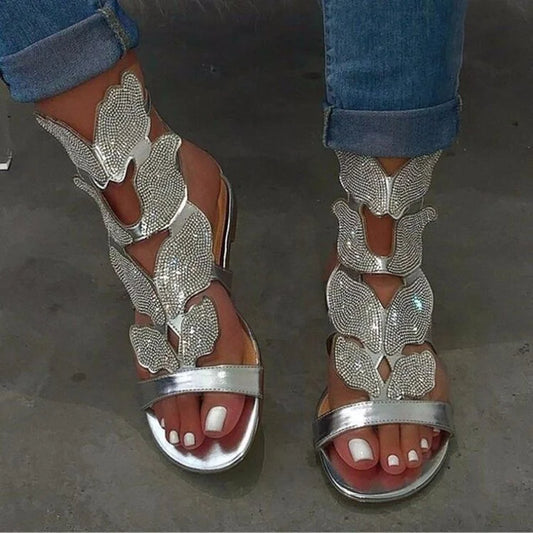 Damen-Sandalen mit Strasssteinen in Übergröße
