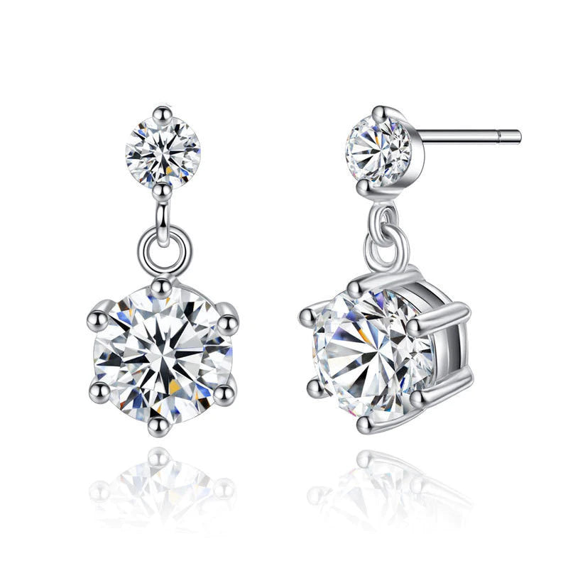 Women's Exquisite Personalized Silver Crystal Zircon Earrings