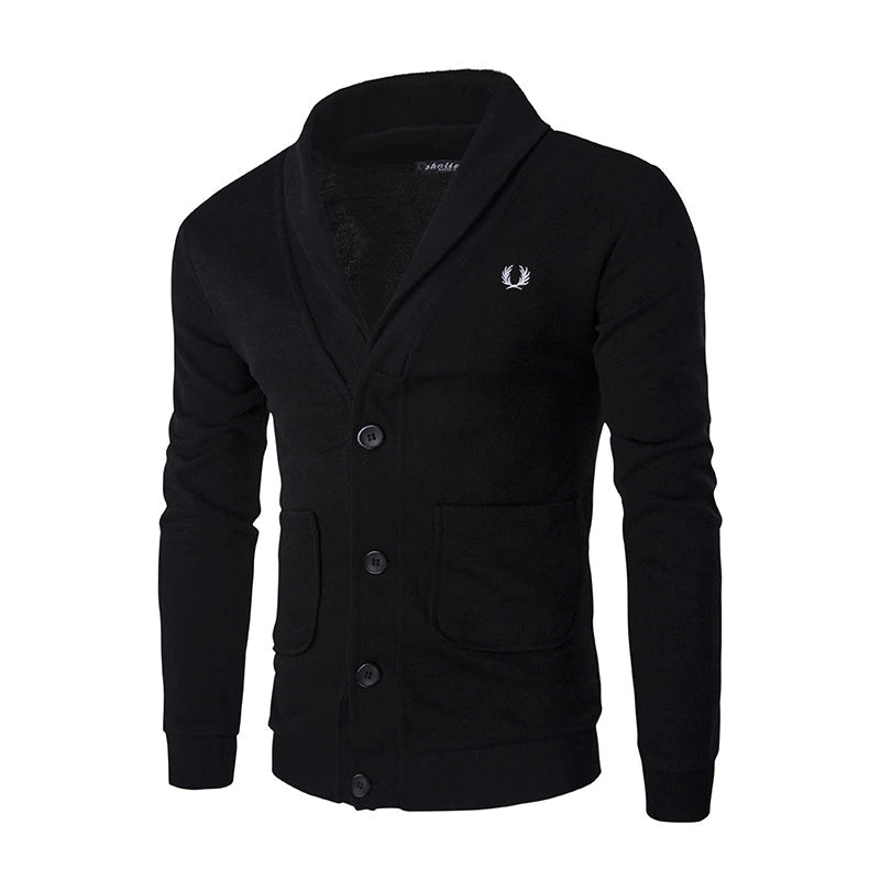 Men's Casual Cardigan Sweater Autumn and Winter Embroidered Long-Sleeved