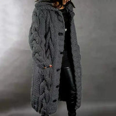 Women's Hooded Collar Long Sweater Cardigan
