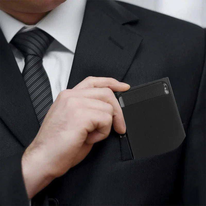 Portafoglio uomo con carta pop-up ID RFID Mini pacchetto Borsa portaoggetti protettiva in metallo alluminio Portafoglio donna intelligente a sgancio rapido 