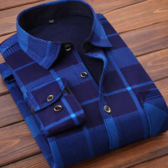 Men's Warm Shirt Velvet Thick Shirt Plaid Jacket