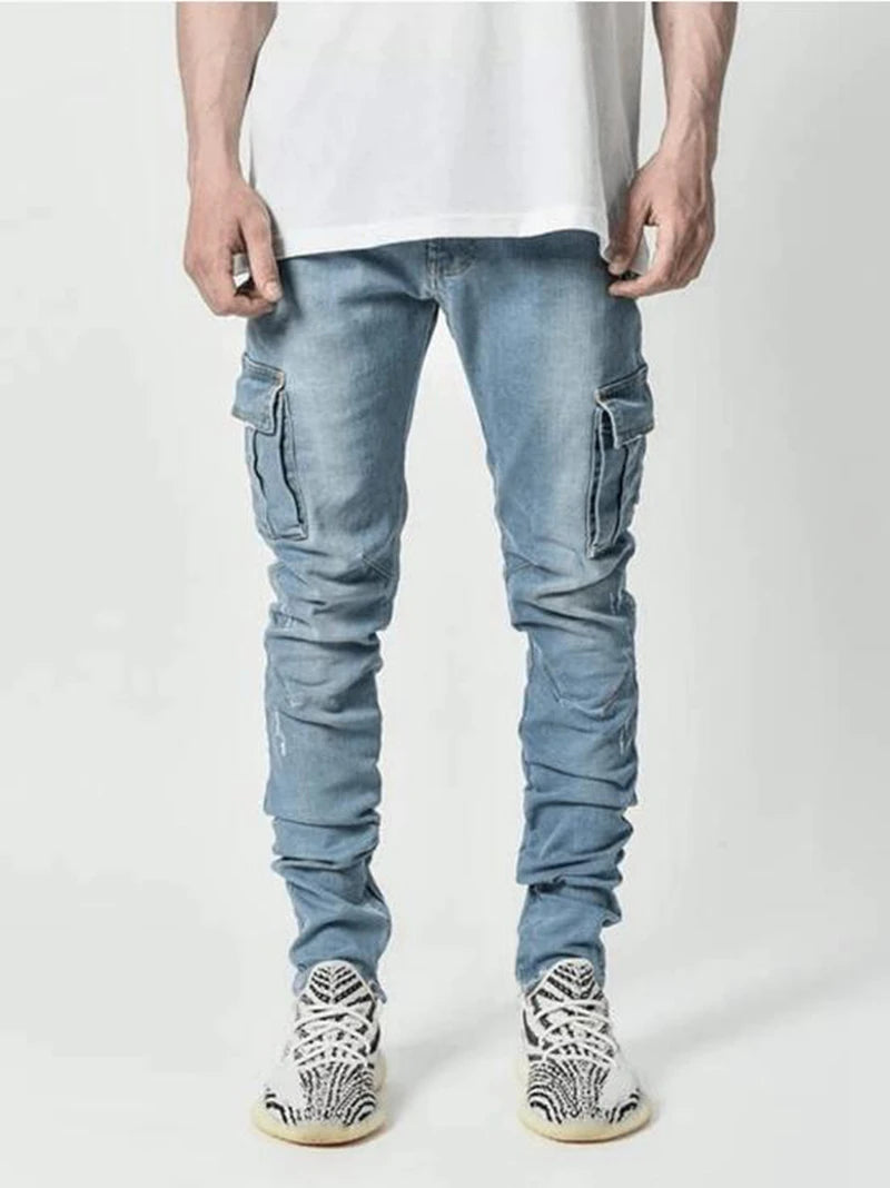 Men's Casual Cotton Multi Pockets Cargo Jeans