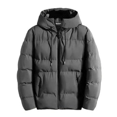 Men's Solid Color Padded Hooded Winter Jacket