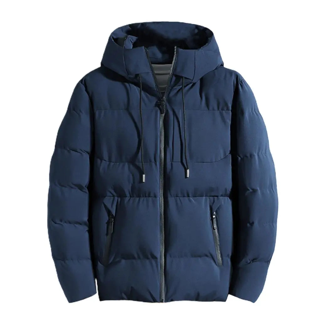 Men's Solid Color Padded Hooded Winter Jacket