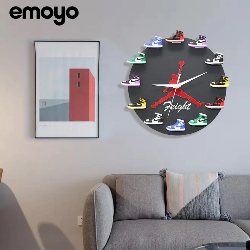 3D Wall Clock Creative Basketball Shoes Wall Clocks Living Room Decoration 30cm Wall Clock Modern Design Home Decor Wall Clock
