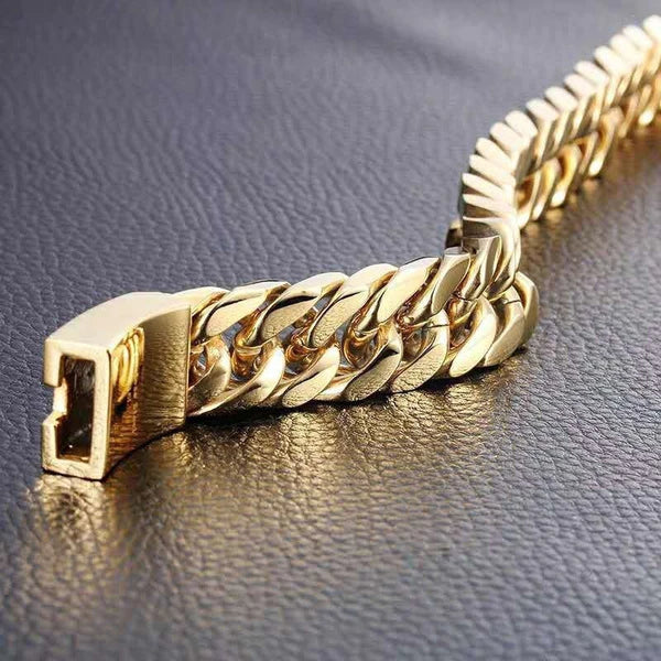 Bracciale classico a catena e maglie in lega di zinco con lucchetto