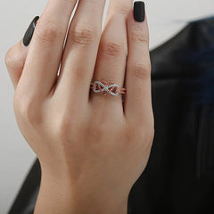 Creative Rose Gold Two-tone Cross Heart Ring for Women Engagement Party Wedding Female Rings Jewelry Hand Accessories