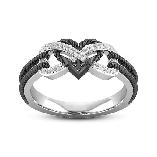 Kreative Rose Gold Zwei-ton Kreuz Herz Ring für Frauen Verlobung Party Hochzeit Weibliche Ringe Schmuck Hand Zubehör