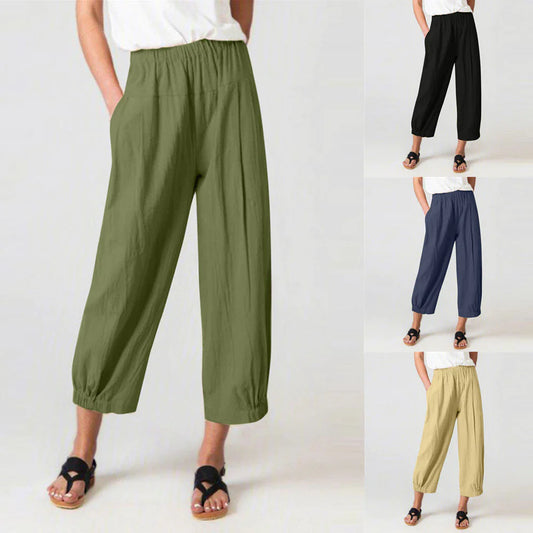 Women's Capri Yoga Pants Wide Leg Loose Comfy Lounge Capris Sweatpants with Pockets