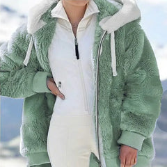Plush Zipper Hooded Jacket Loose And Casual Warm Coat