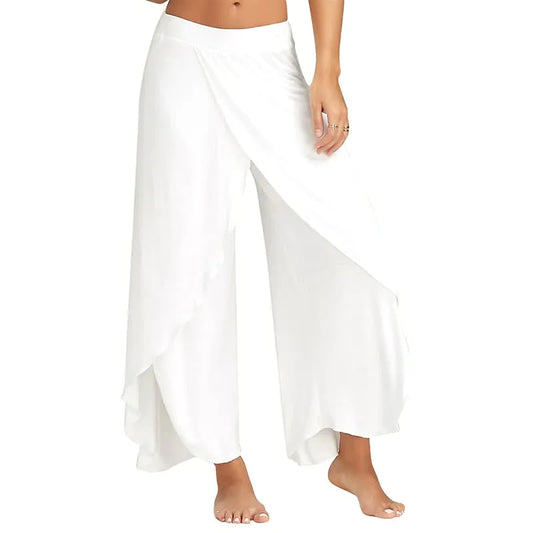 Loose Elastic Solid Two-piece Outfits Wide-leg Pants