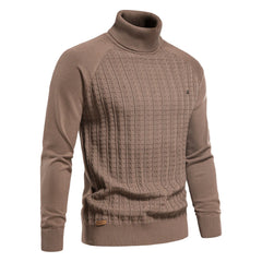 Men's Turtleneck Sweater Solid Color, Men's Knitted Sweater, Business Casual Pullover