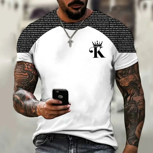 T-shirt da uomo a maniche corte con scollo a O in tessuto tinta unita 