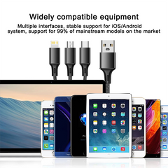 3 In 1 USB Cable Type C To Micro USB C Mobile Phone Multiple Usb Charging Cord For iPhone 13 Pro Max Xiaomi Mi 12 Oneplus Redmi