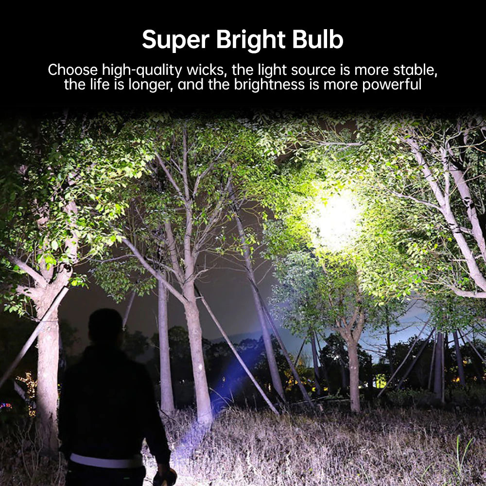 High Power LED Flashlight Powerful USB Rechargeable Torch Handheld Portable Outdoor Lamp Built-in Battery COB 7 LED Flashlights